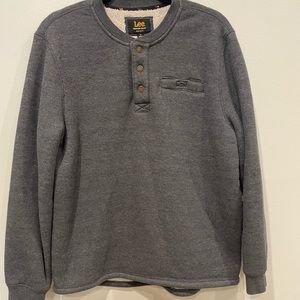 Lee Mens Sherpa Lined Outdoor Henley Sweater Shirt